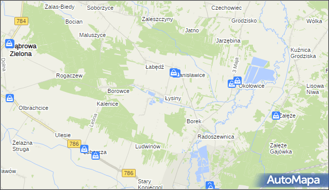 mapa Łysiny gmina Koniecpol, Łysiny gmina Koniecpol na mapie Targeo