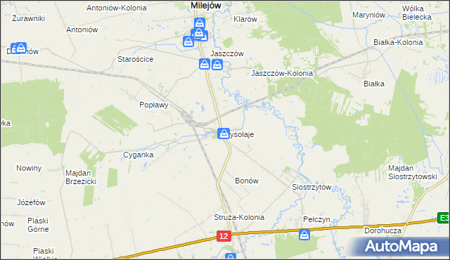 mapa Łysołaje, Łysołaje na mapie Targeo