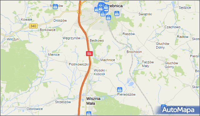 mapa Machnice, Machnice na mapie Targeo