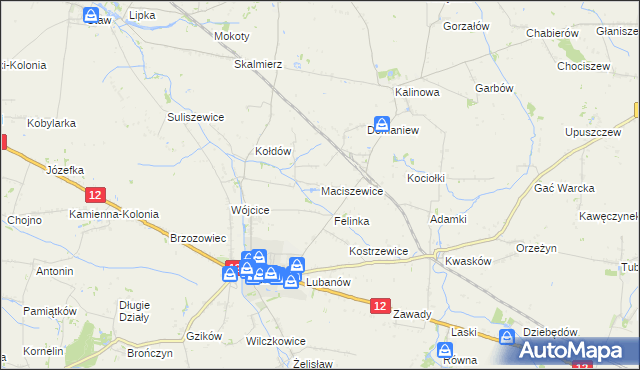 mapa Maciszewice, Maciszewice na mapie Targeo
