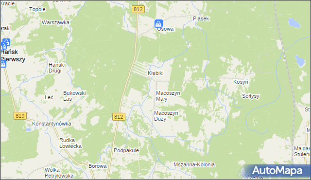 mapa Macoszyn Mały, Macoszyn Mały na mapie Targeo