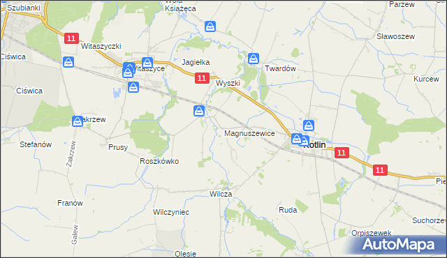 mapa Magnuszewice, Magnuszewice na mapie Targeo