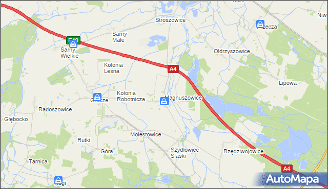 mapa Magnuszowice, Magnuszowice na mapie Targeo