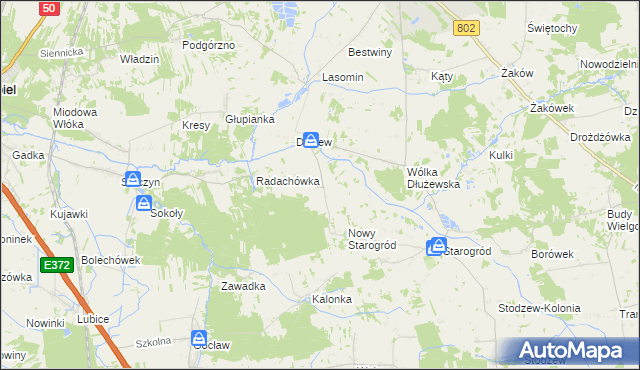 mapa Majdan gmina Siennica, Majdan gmina Siennica na mapie Targeo