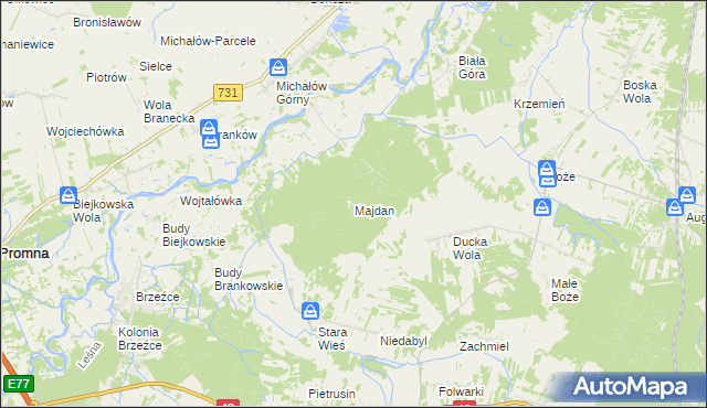 mapa Majdan gmina Stromiec, Majdan gmina Stromiec na mapie Targeo