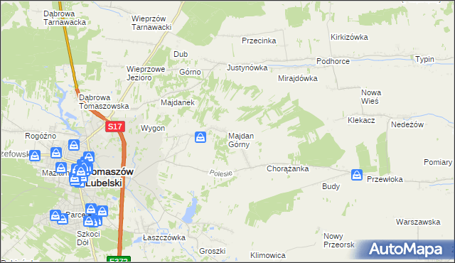 mapa Majdan Górny, Majdan Górny na mapie Targeo