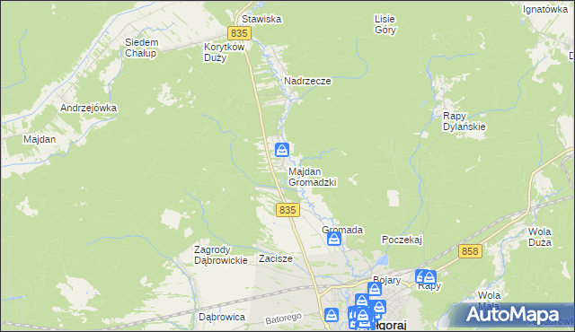 mapa Majdan Gromadzki, Majdan Gromadzki na mapie Targeo