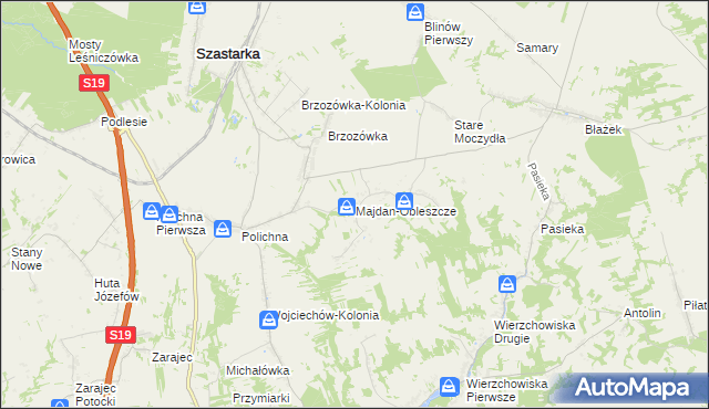 mapa Majdan-Obleszcze, Majdan-Obleszcze na mapie Targeo