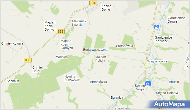 mapa Majdan Policki, Majdan Policki na mapie Targeo