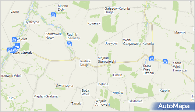 mapa Majdan Starowiejski, Majdan Starowiejski na mapie Targeo