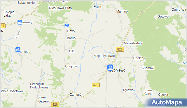 mapa Majki-Tykiewki, Majki-Tykiewki na mapie Targeo