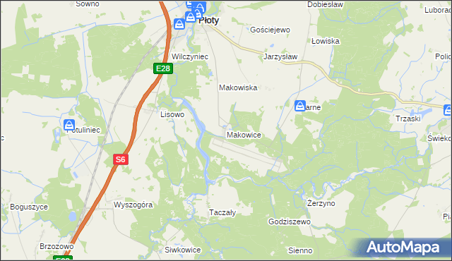 mapa Makowice gmina Płoty, Makowice gmina Płoty na mapie Targeo