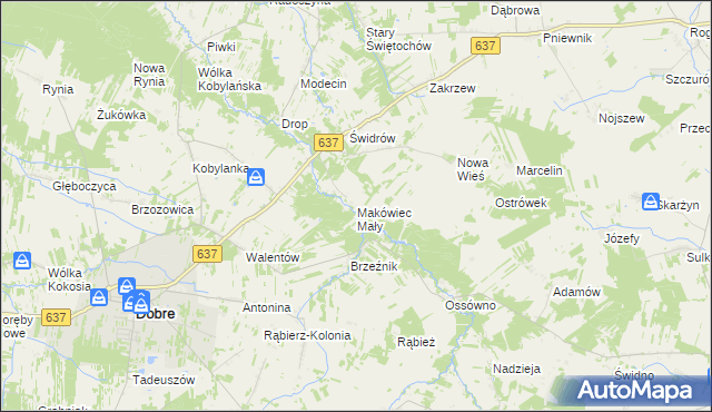mapa Makówiec Mały, Makówiec Mały na mapie Targeo