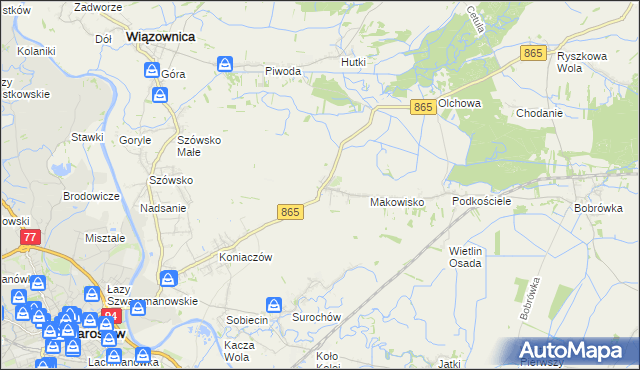 mapa Makowiska gmina Jarosław, Makowiska gmina Jarosław na mapie Targeo