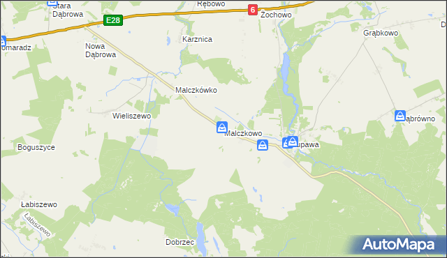 mapa Malczkowo, Malczkowo na mapie Targeo