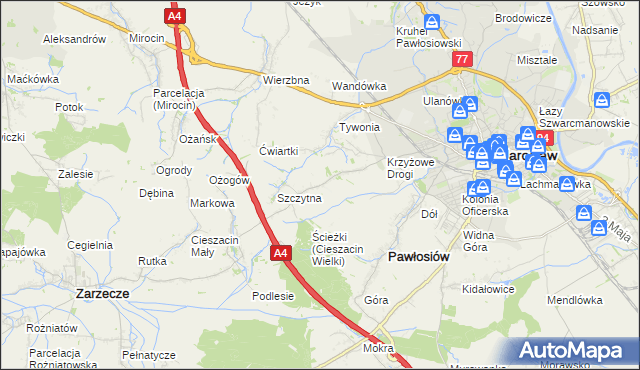 mapa Maleniska gmina Pawłosiów, Maleniska gmina Pawłosiów na mapie Targeo