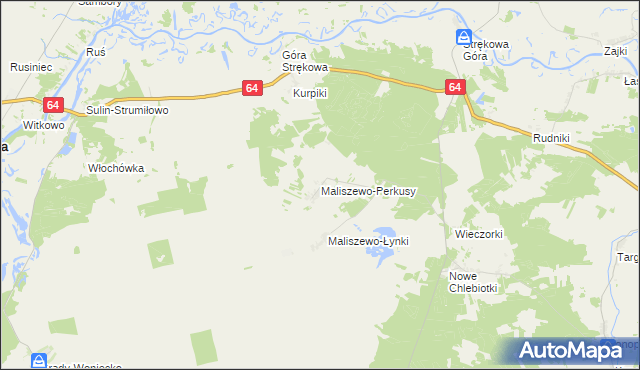 mapa Maliszewo-Perkusy, Maliszewo-Perkusy na mapie Targeo