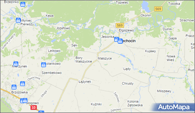 mapa Małszyce gmina Ciechocin, Małszyce gmina Ciechocin na mapie Targeo