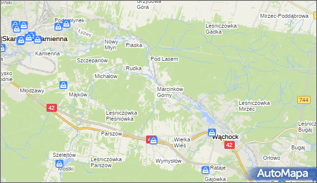 mapa Marcinków gmina Wąchock, Marcinków gmina Wąchock na mapie Targeo