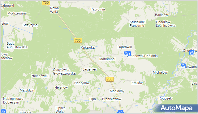 mapa Mariampol gmina Głowaczów, Mariampol gmina Głowaczów na mapie Targeo