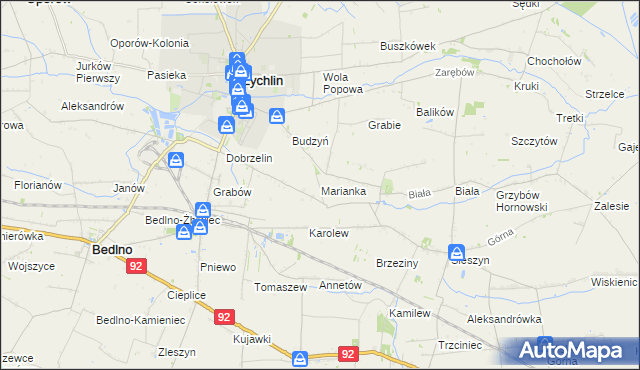 mapa Marianka gmina Żychlin, Marianka gmina Żychlin na mapie Targeo