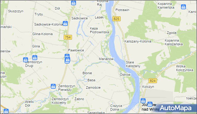 mapa Marianów gmina Solec nad Wisłą, Marianów gmina Solec nad Wisłą na mapie Targeo