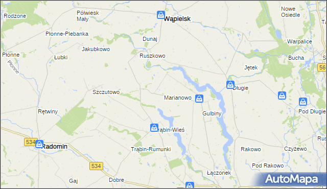 mapa Marianowo gmina Brzuze, Marianowo gmina Brzuze na mapie Targeo