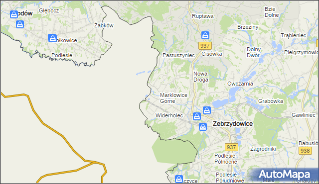 mapa Marklowice Górne, Marklowice Górne na mapie Targeo