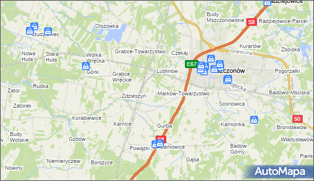 mapa Marków-Towarzystwo, Marków-Towarzystwo na mapie Targeo