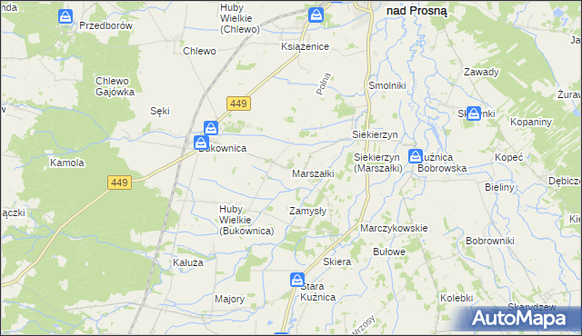 mapa Marszałki gmina Grabów nad Prosną, Marszałki gmina Grabów nad Prosną na mapie Targeo