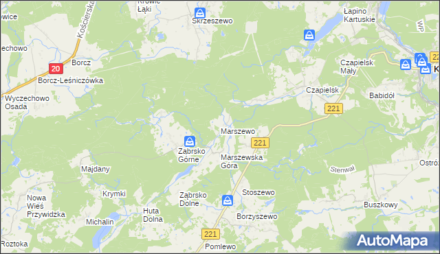 mapa Marszewo gmina Przywidz, Marszewo gmina Przywidz na mapie Targeo