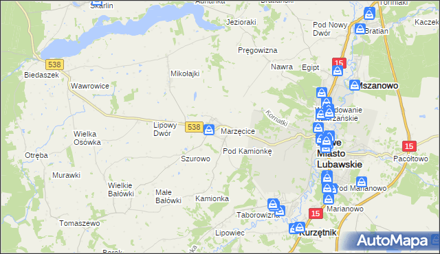 mapa Marzęcice gmina Kurzętnik, Marzęcice gmina Kurzętnik na mapie Targeo