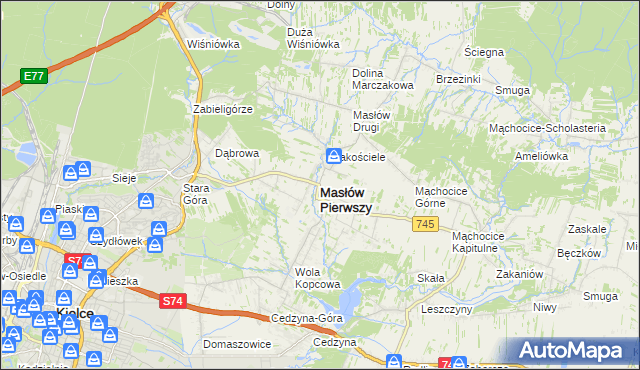 mapa Masłów Pierwszy, Masłów Pierwszy na mapie Targeo