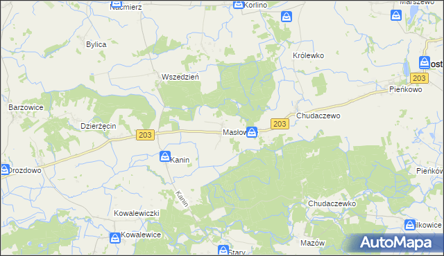 mapa Masłowice gmina Postomino, Masłowice gmina Postomino na mapie Targeo