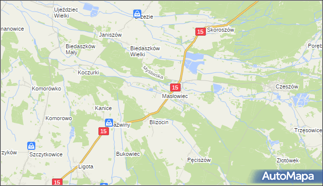 mapa Masłowiec, Masłowiec na mapie Targeo