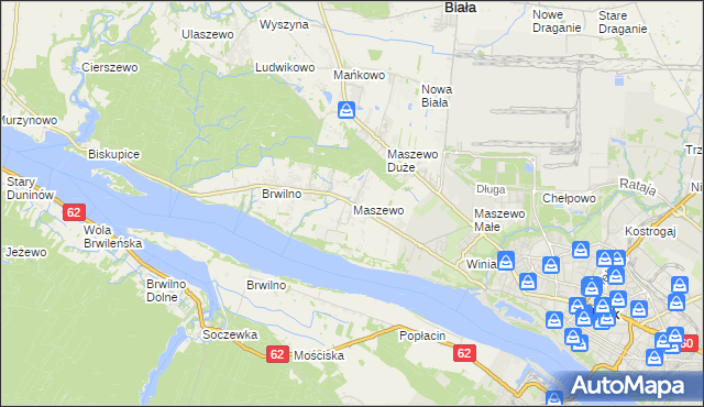 mapa Maszewo gmina Stara Biała, Maszewo gmina Stara Biała na mapie Targeo
