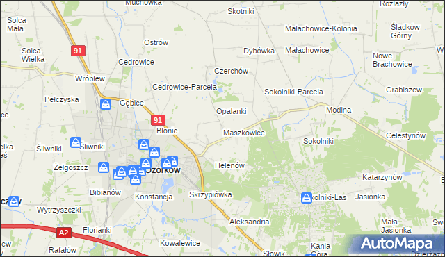 mapa Maszkowice gmina Ozorków, Maszkowice gmina Ozorków na mapie Targeo