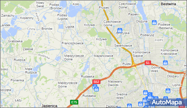 mapa Mazańcowice, Mazańcowice na mapie Targeo