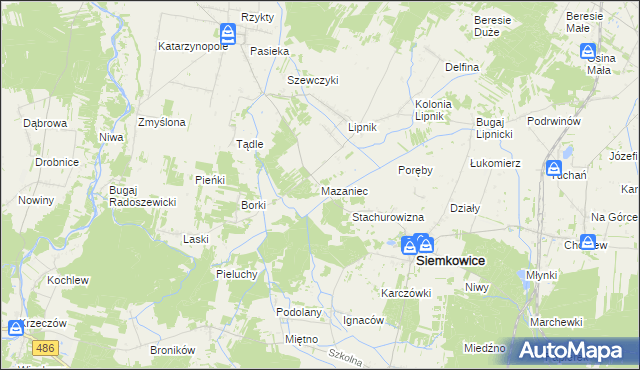 mapa Mazaniec, Mazaniec na mapie Targeo