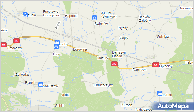 mapa Mazury gmina Ostrów Wielkopolski, Mazury gmina Ostrów Wielkopolski na mapie Targeo