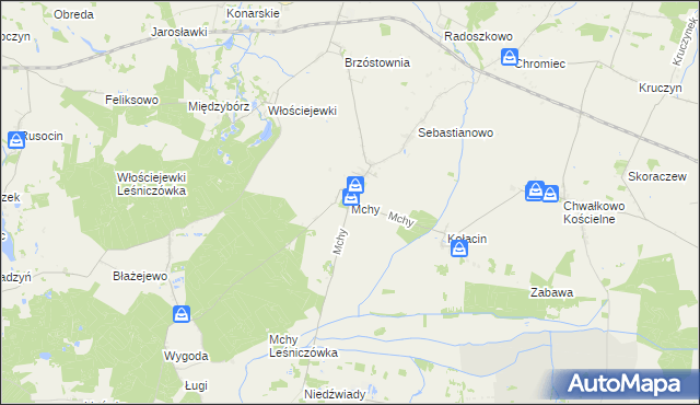 mapa Mchy gmina Książ Wielkopolski, Mchy gmina Książ Wielkopolski na mapie Targeo