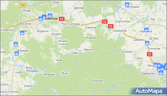 mapa Mechlin gmina Gielniów, Mechlin gmina Gielniów na mapie Targeo