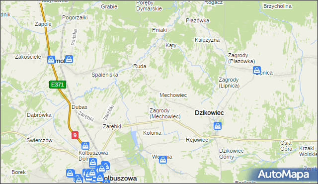 mapa Mechowiec, Mechowiec na mapie Targeo