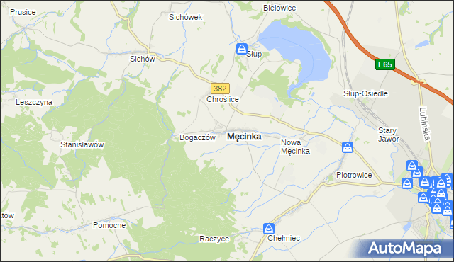 mapa Męcinka, Męcinka na mapie Targeo