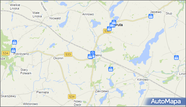 mapa Mełno gmina Gruta, Mełno gmina Gruta na mapie Targeo