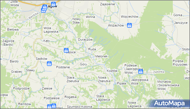 mapa Melonek, Melonek na mapie Targeo