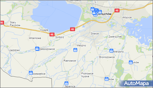 mapa Meszno gmina Otmuchów, Meszno gmina Otmuchów na mapie Targeo