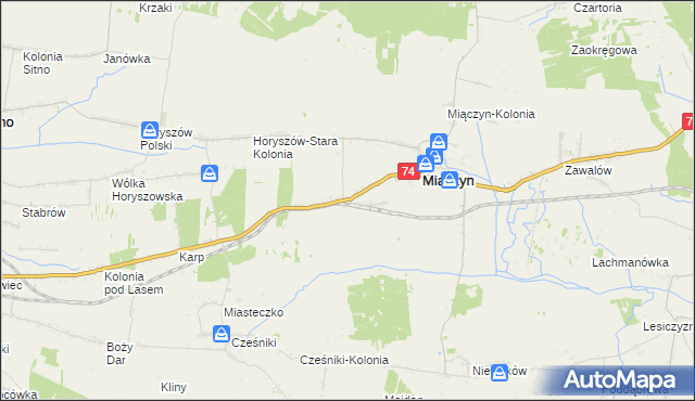 mapa Miączyn-Stacja, Miączyn-Stacja na mapie Targeo