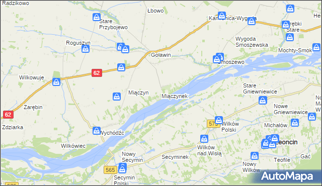 mapa Miączynek, Miączynek na mapie Targeo