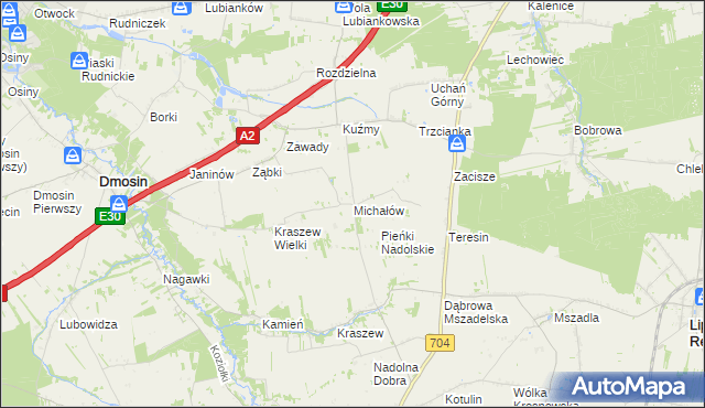mapa Michałów gmina Dmosin, Michałów gmina Dmosin na mapie Targeo
